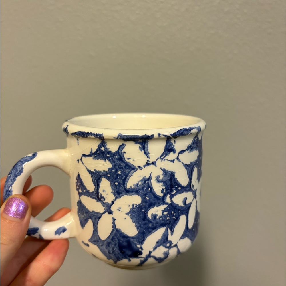 Pier 1 Blue and White Floral Made in Italy Mug, Vintage